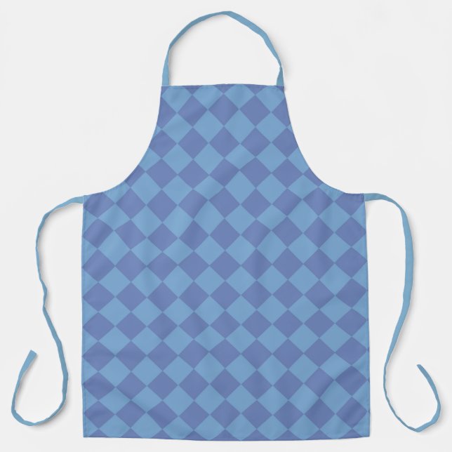 Blue Checker Diamond Pattern Apron (Front)