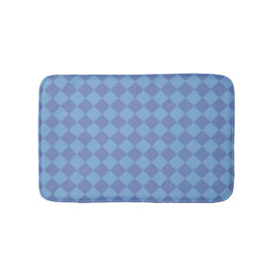 Blue Checker Diamond Pattern Bath Mat