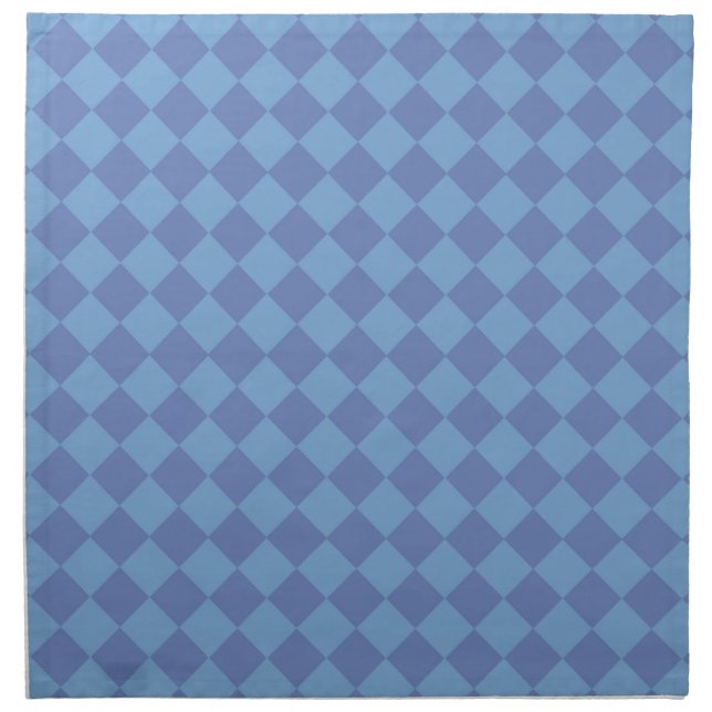 Blue Checker Diamond Pattern Cloth Napkin (Front)