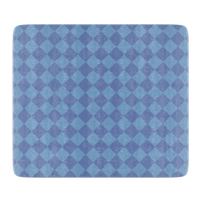 Blue Checker Diamond Pattern Cutting Board (Front)