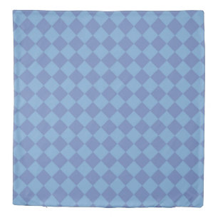 Blue Checker Diamond Pattern Duvet Cover