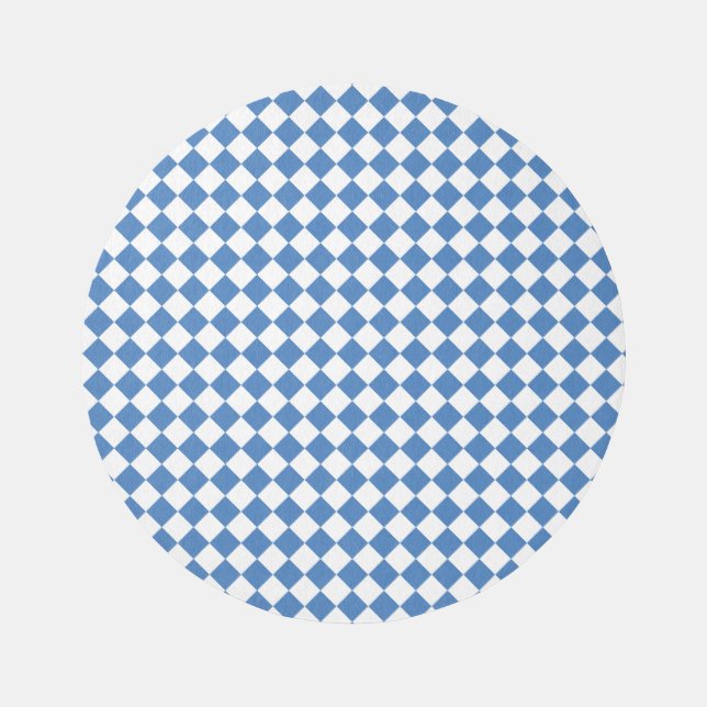 Blue Checker Diamond Pattern Outdoor Rug (Front)