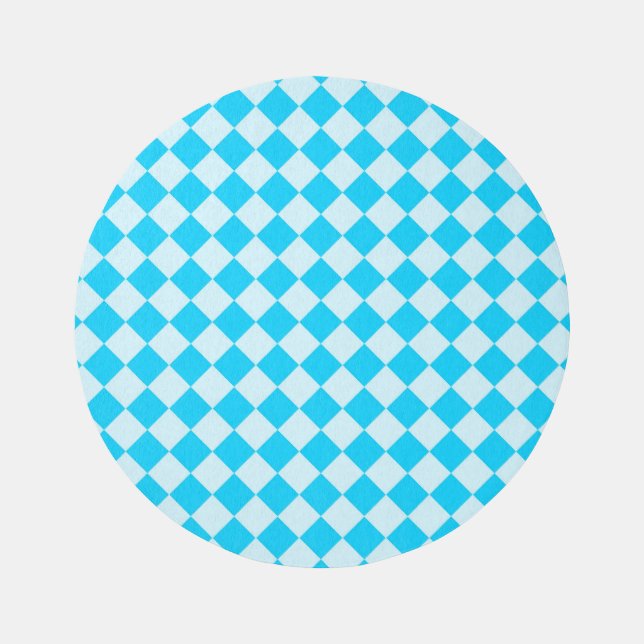 Blue Checker Diamond Pattern Outdoor Rug (Front)