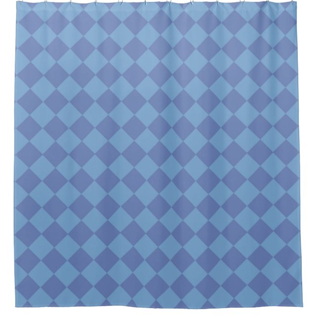 Blue Checker Diamond Pattern  Shower Curtain (Front)