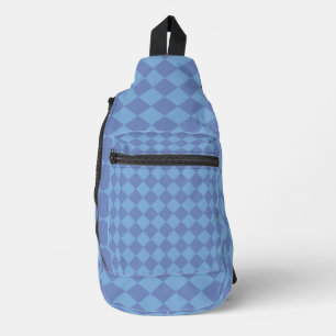 Blue Checker Diamond Pattern Sling Bag