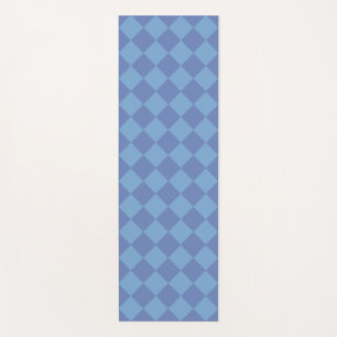 Blue Checker Diamond Pattern Yoga Mat