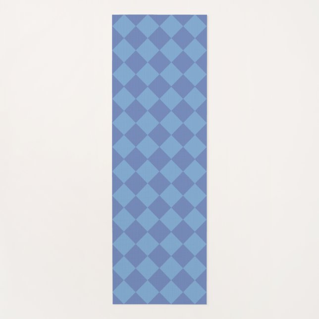 Blue Checker Diamond Pattern  Yoga Mat (Front)