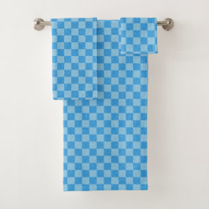 Blue Checker Glitter Bath Towel Set