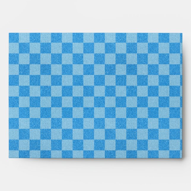 Blue Checker Glitter Envelope (Front)
