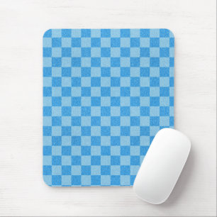 Blue Checker Glitter Mouse Pad