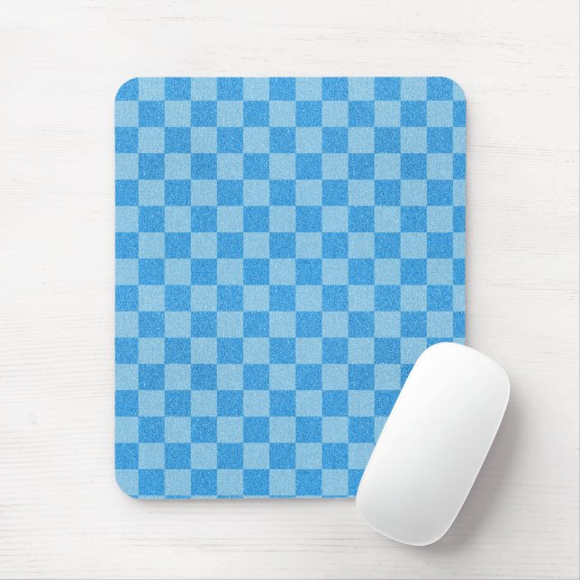 Blue Checker Glitter Mouse Pad (With Mouse)