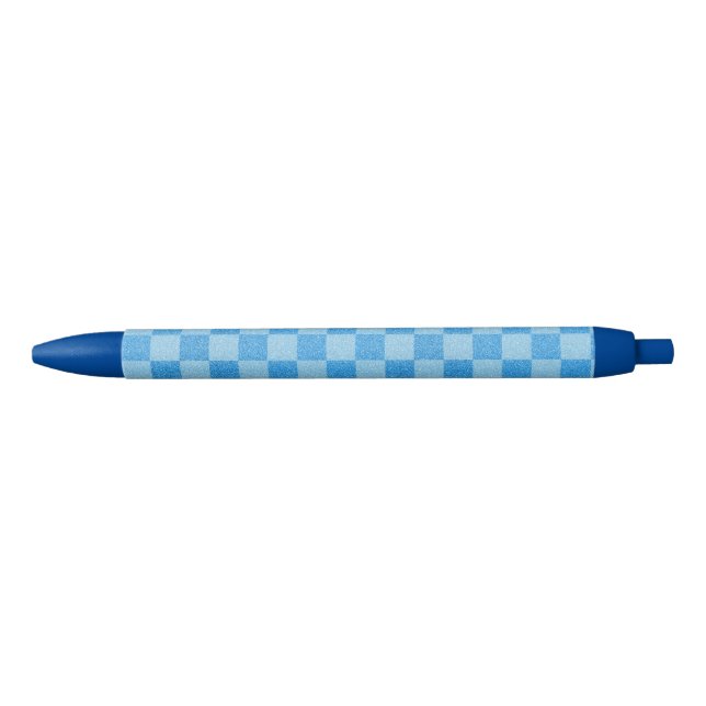 Blue Checker Glitter Pen (Front)