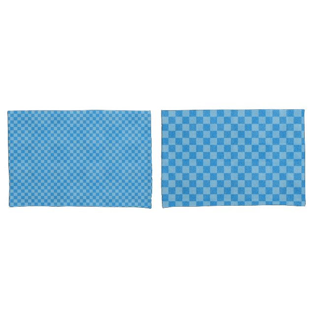 Blue Checker Glitter Pillow Case (Front-Set)