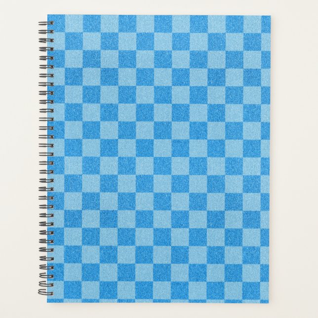 Blue Checker Glitter Planner (Front)