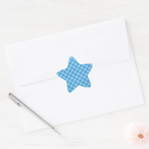 Blue Checker Glitter Star Sticker