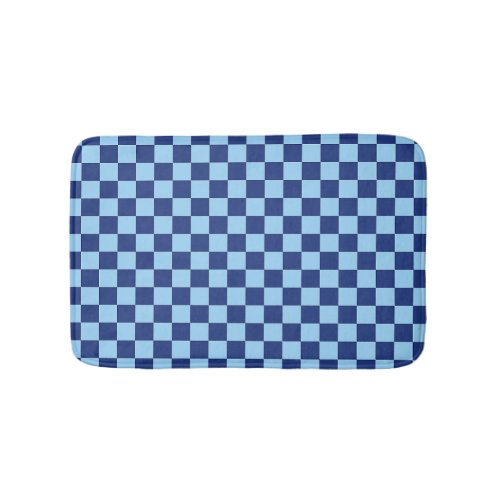 Blue Checker Pattern Bath Mat