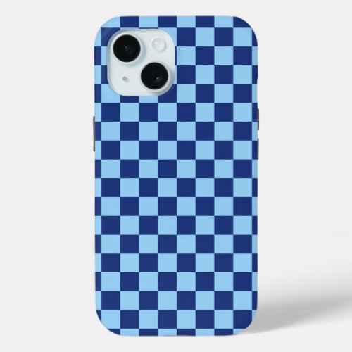 Blue Checker Pattern iPhone 15 Case