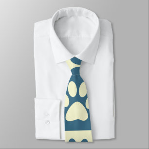 Blue Checker Paw Pattern Neck Tie