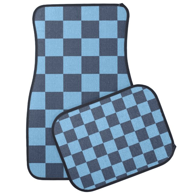 Blue Checkerboard Car Floor Mat (Set)