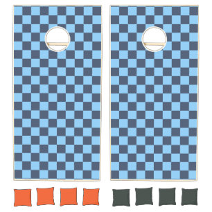 Blue Checkerboard Cornhole Set