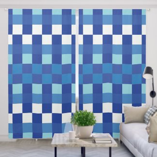 Blue Checkerboard Geometric Squares Pattern