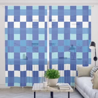 Blue Checkerboard Geometric Squares Pattern