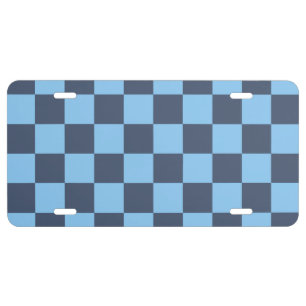 Blue Checkerboard License Plate