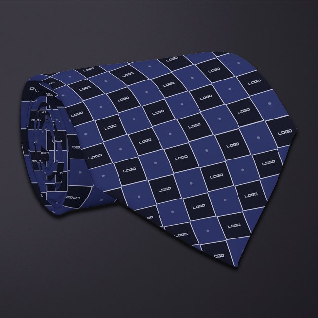 Blue Checkerboard Logo Pattern Neck Tie (Creator Uploaded)