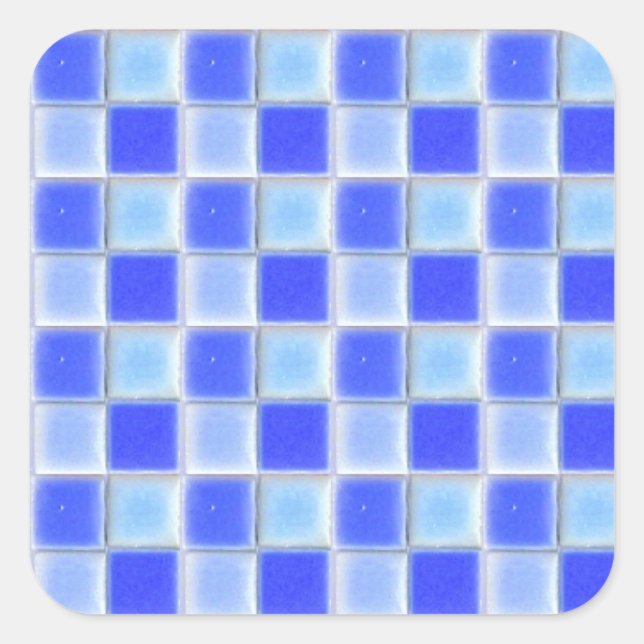 Blue Checkerboard Mosaic Ceramic Tiles Sticker (Front)