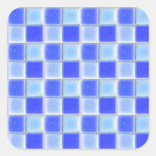Blue Checkerboard Mosaic Ceramic Tiles Sticker