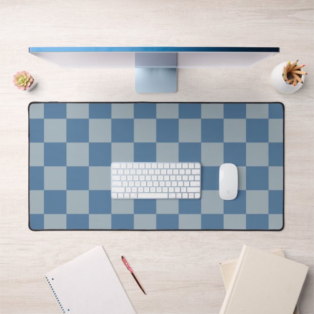 Blue Checkerboard Pattern Desk Mat (Office 1)