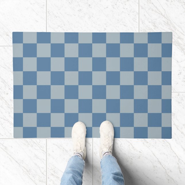 Blue Checkerboard Pattern Doormat (Indoor)