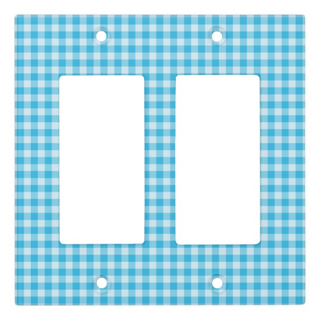 Blue Checkerboard Pattern Light Switch Cover (Front)