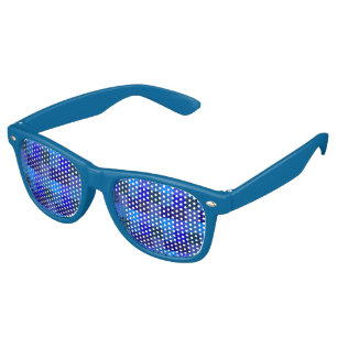 Blue checkerboard pattern retro sunglasses