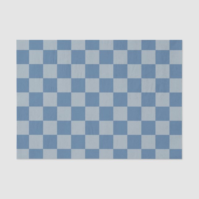 Blue Checkerboard Pattern Tissue Paper (Front)