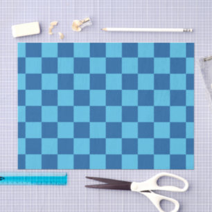 Blue Checkerboard Pattern Tissue Paper