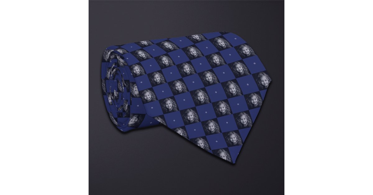 Blue Checkerboard Photo Pattern (1 Photo) Neck Tie | Zazzle