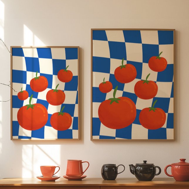 Blue Checkerboard Tomato Poster (Creator Uploaded)