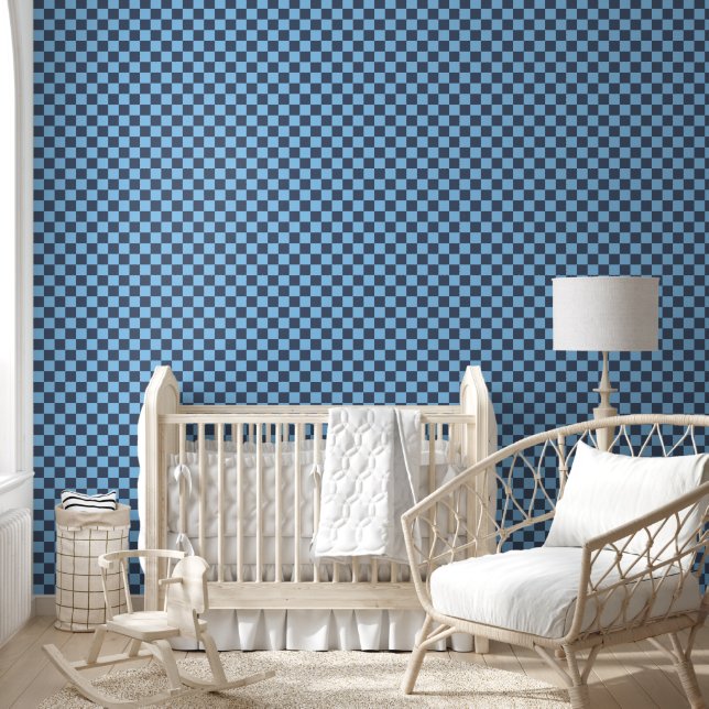 Blue Checkerboard Wallpaper (Kids)