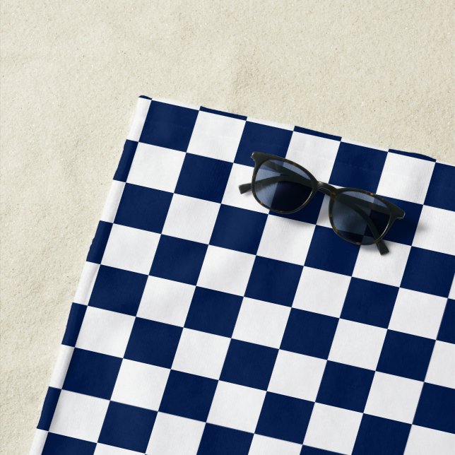 Blue Checkered Beach Towel (In Situ)