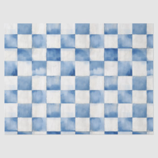Blue Checkered Decorative Tissue Wrap Paper