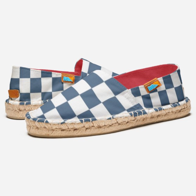 Blue Checkered Espadrilles (Angled)