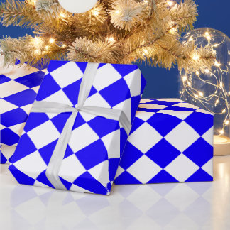 Blue Checkered Flag Wrapping Paper