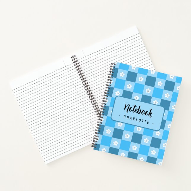 Blue Checkered Floral Notebook (Inside)