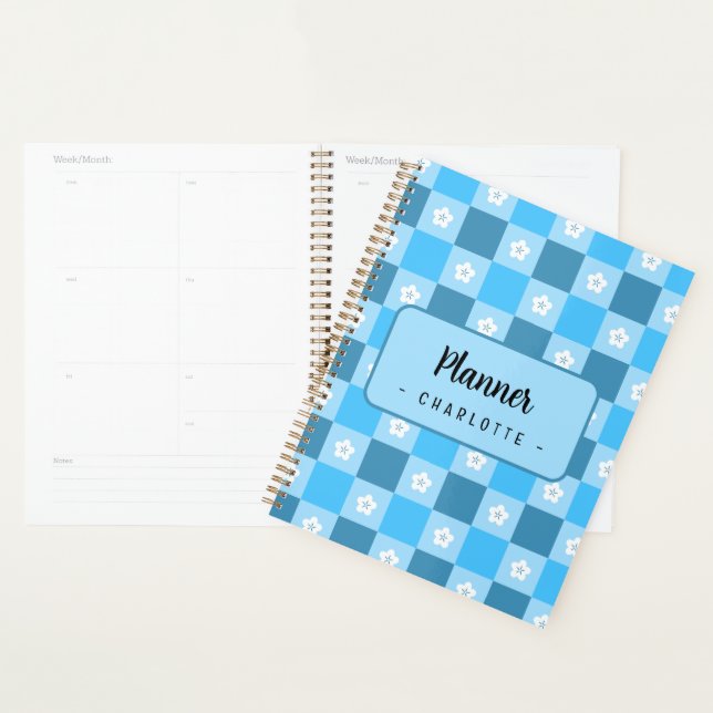 Blue Checkered Floral Planner (Display)