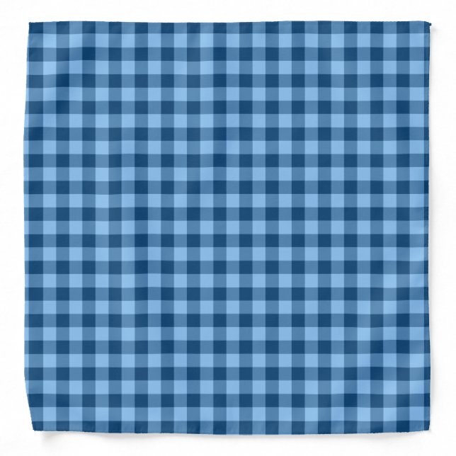Blue checkered gingham bandana (Front)