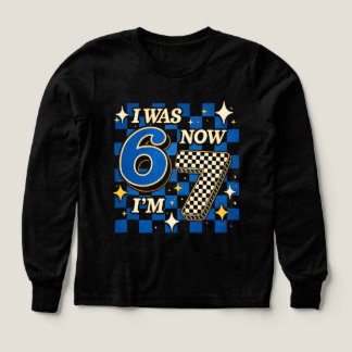 Blue Checkered I was 6 Now I'm 7 Funny 67 Tri-Blend Shirts