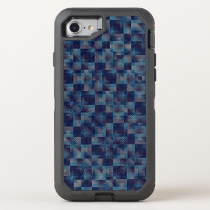 Blue checkered overlay with canvas fabric aspect OtterBox defender iPhone SE/8/7 case