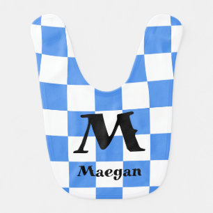 Blue Checkered Pattern Background Baby Bib