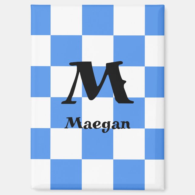Blue Checkered Pattern Background Magnet (Front)
